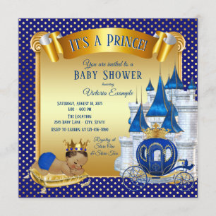 Blue Gold Ethnic Prince Baby Shower Einladungen
