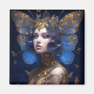 Blue Gold Fairy Fantasy Art Magnet