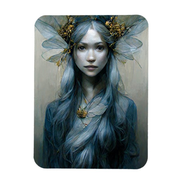 Blue Gold Fairy Fantasy Art Magnet (Vertikal)