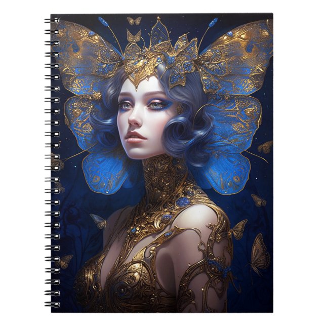 Blue Gold Fairy Fantasy Art Notizblock (Vorderseite)