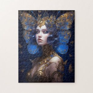 Blue Gold Fairy Fantasy Art Puzzle