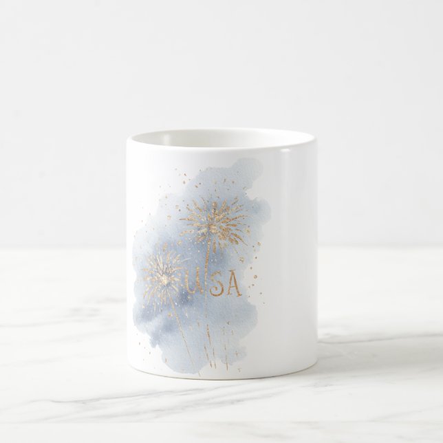 Blue Gold Feuerwerk USA Kaffeetasse (Mittel)