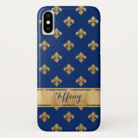Blue, Gold Fleur-de-lis Case-Mate iPhone X Case