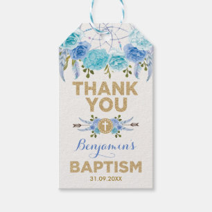 Blue Gold Floral Dreamcatcher Taufe Christening Geschenkanhänger