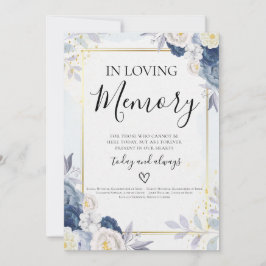 Blue Gold Floral in Love Memory Wedding Card