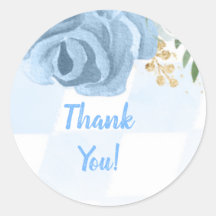 Blue Gold Floral Watercolor Baby Dusche Vielen Dan