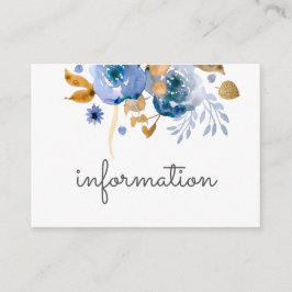 Blue Gold Floral Wedding Begleitkarte