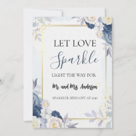 Blue Gold Floral wedelt Sparkler Abschicken Karte