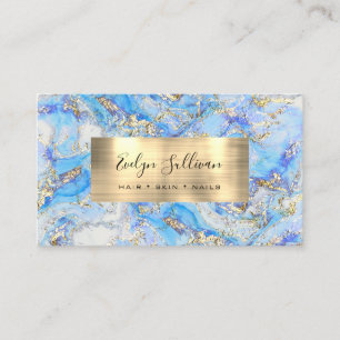 Blue Gold Fluid Marble Business Card Visitenkarte