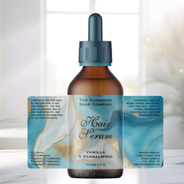 Blue Gold Foil Cosmetics or Dropper Bottle Label (Von Creator hochgeladen)