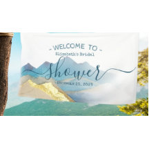 Blue Gold Foil Mountain Brautparty Begrüßungszeich