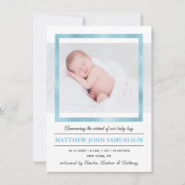 Blue Gold Foil New Baby BOY Birth Stats Ankündigung