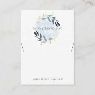 BLUE GOLD FOLIAGE MONOGRAM NECKLACE DISPLAY LOGO VISITENKARTE