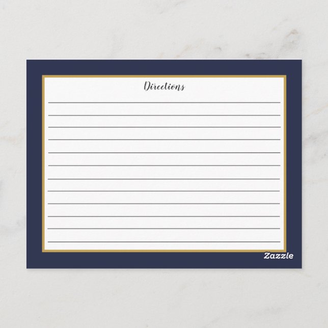 Blue Gold Foliage Monogram Rezept Card Postkarte (Rückseite)