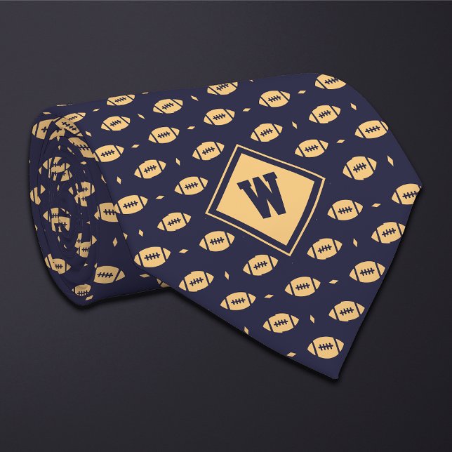 Blue Gold Football Icon Necktie Krawatte (Von Creator hochgeladen)