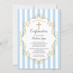 Blue & Gold Frame Boys Bestätigung Einladung