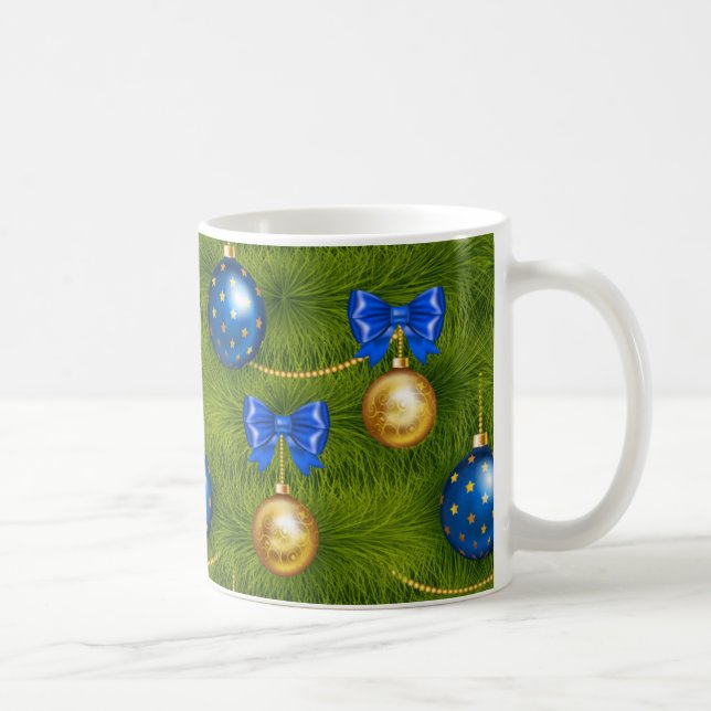 Blue Gold Frohe Weihnachtsfeiertage Kaffeetasse (Rechts)
