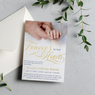 Blue Gold für immer in unserem Hearts Baby Memoria Folieneinladung