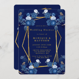 Blue & Gold Geometric Flora Polterabend laden ein