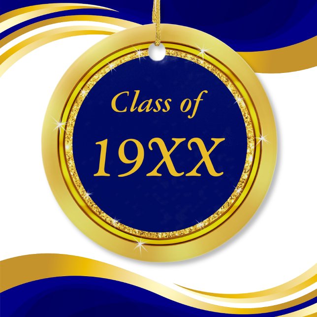 Blue Gold, Geschenke für Class Wiedersehen. Veränd Keramik Ornament (Personalized Class Reunion Gifts. Blue and Gold Ornament. Class Reunion Keepsakes. 50 year reunion.)