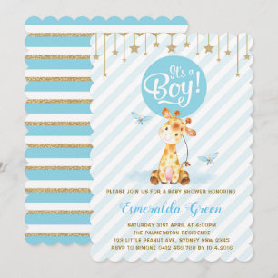 Blue Gold Giraffe Baby Dusche Twinkle Star Einladu Einladung