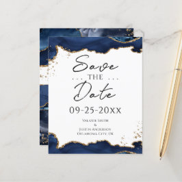 Blue Gold Glitzer Agate Save the Date