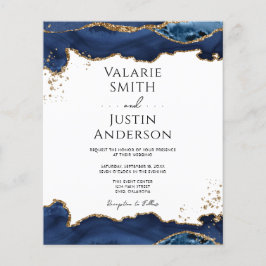 Blue Gold Glitzer Agate Wedding Einladung Flyer