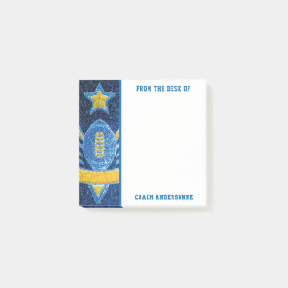 Blue Gold Glitzer American Football Coach Vathers Post-it Klebezettel