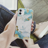 Blue Gold Glitzer Custom Monogram