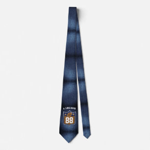 Blue & Gold Glitzer Football Player Team Spirit Krawatte