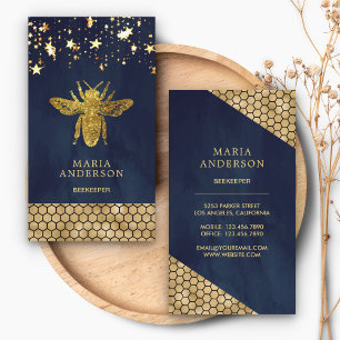 Blue Gold Glitzer Honey Beekeeper Visitenkarte