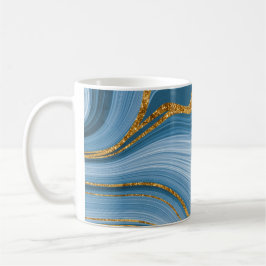 Blue Gold Glitzer Marble Elegante Abstrakt Kaffeetasse