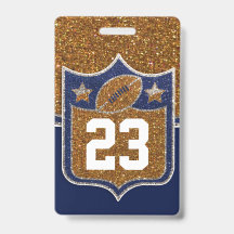 Blue & Gold Glitzer School Football Team Sports
