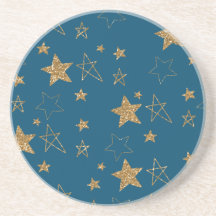 Blue Gold Glitzer Stars