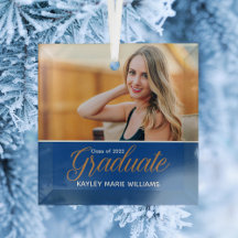Blue Gold Graduate Foto Chic Abschluss Weihnachten