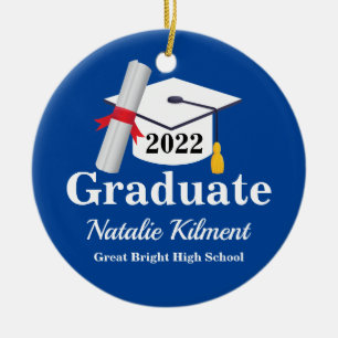 Blue Gold Graduation Cap Class 2022 Foto Keramik Ornament