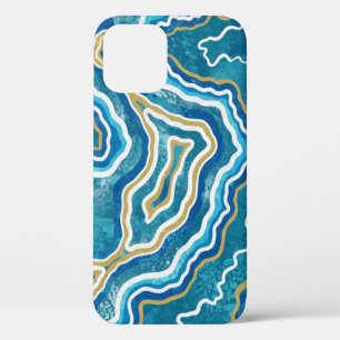 Blue Gold Graphic Agate Case-Mate iPhone 12 Hüllen