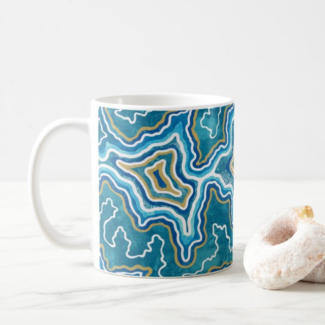 Blue Gold Graphic Agate Kaffeetasse (Mit Donut)