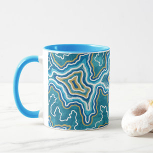 Blue Gold Graphic Agate Tasse