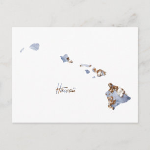 Blue & Gold Hawaii Staat Map Postkarte