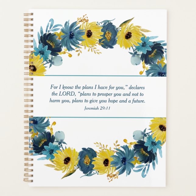 Blue Gold Herbstkranz Christliche Schrift Planer (Vorderseite)