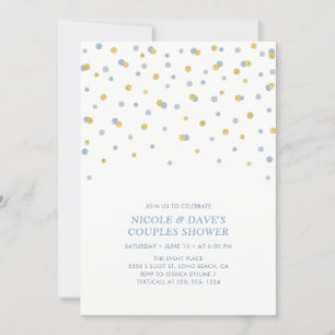 Blue, Gold Hexagon Confetti Couples Polterabend Einladung