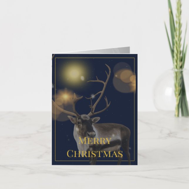 Blue & Gold Holiday Greeting Card (4 Pages) Karte (Vorderseite)