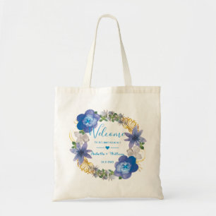 Blue Gold Hydrangeas Floral Gastgeschenk Hochzeit Tragetasche