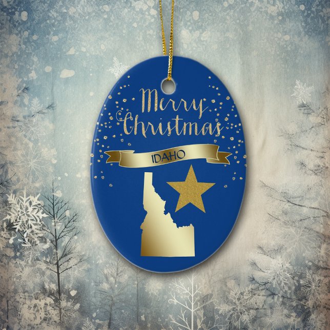 Blue Gold Idaho Star Keramikornament (Von Creator hochgeladen)