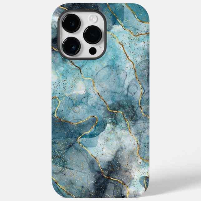 Blue Gold Illustriert Marble Case-Mate iPhone Hülle (Rückseite)