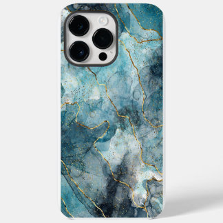 Blue Gold Illustriert Marble iPhone 14 Pro Max Hülle