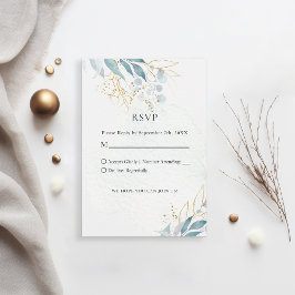 Blue Gold( Imitat) White Wedding Collection RSVP Karte