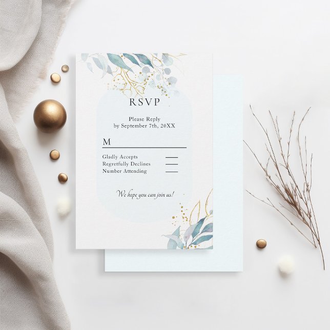 Blue Gold (Imitate) Hochzeitskollektion für Wasser RSVP Karte (Von Creator hochgeladen)