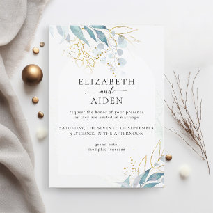 Blue Gold (Imitate) White Wedding Collection Einladung